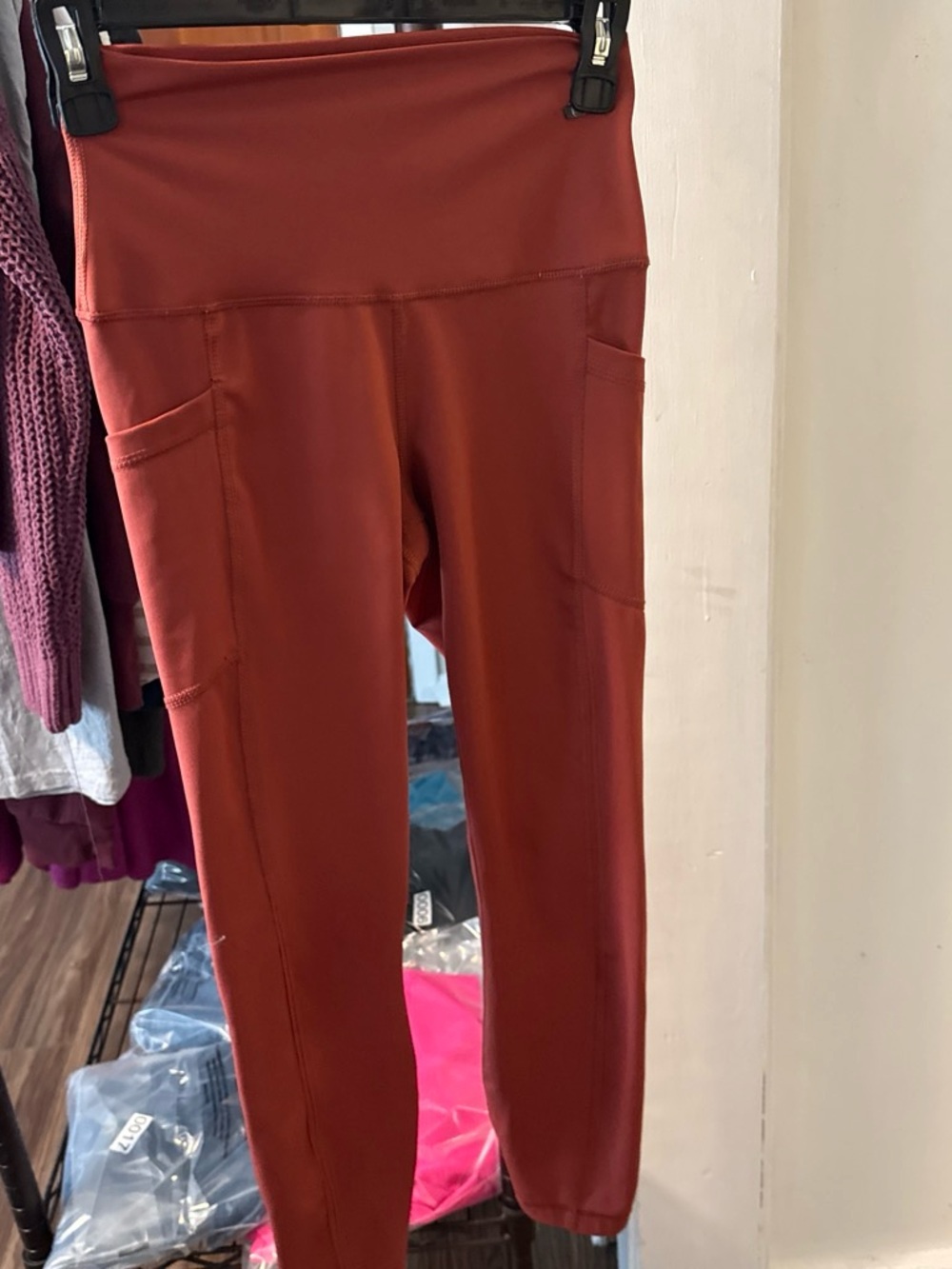 90 Degree By Reflex High-Waist Pocket Leggings - Rust